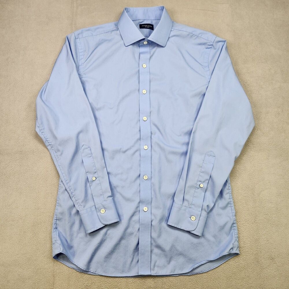 Proper Cloth Dress Shirt Men's Size M Blue Long Sleeve Button Up Cotton Classic